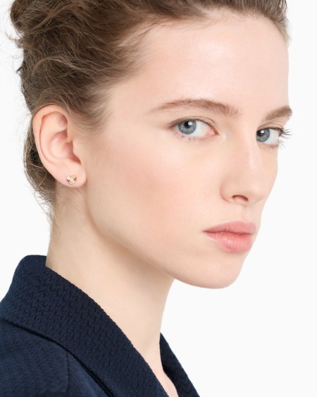 Armani Pendientes De Botón En Plata De Ley Bicolor