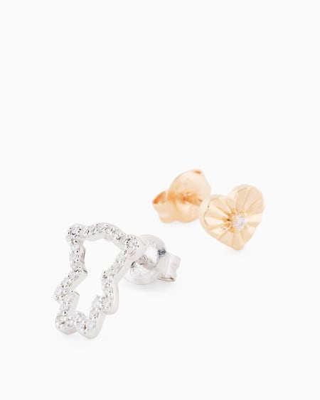 Armani Pendientes De Botón En Plata De Ley Bicolor