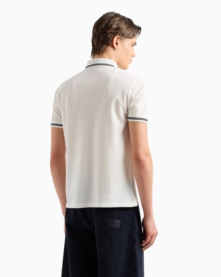 Armani Polo De Piqué Con Cuello Perfilado