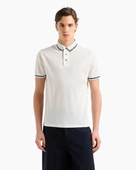 Armani Polo De Piqué Con Cuello Perfilado