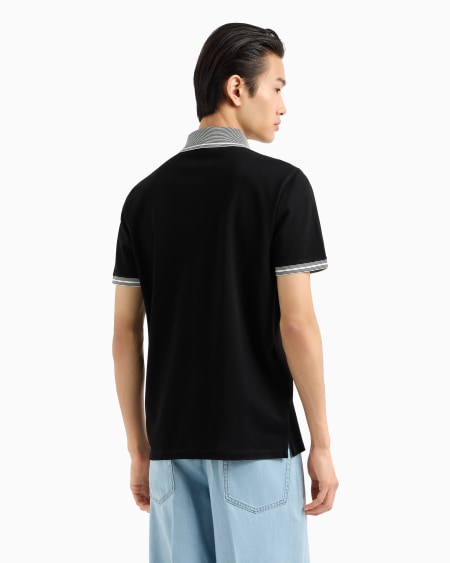 Armani Polo De Piqué Con Cuello Perfilado