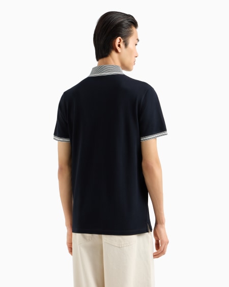 Armani Polo De Piqué Con Cuello Perfilado
