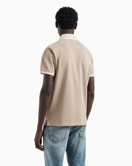 Armani Polo De Piqué Con Cuello Perfilado