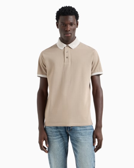 Armani Polo De Piqué Con Cuello Perfilado
