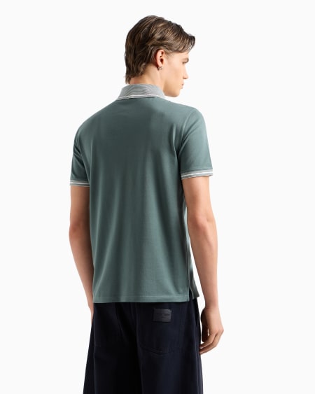 Armani Polo De Piqué Con Cuello Perfilado