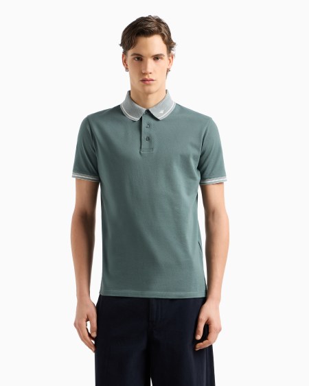 Armani Polo De Piqué Con Cuello Perfilado