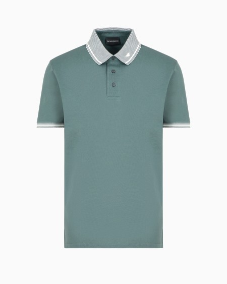 Armani Polo De Piqué Con Cuello Perfilado
