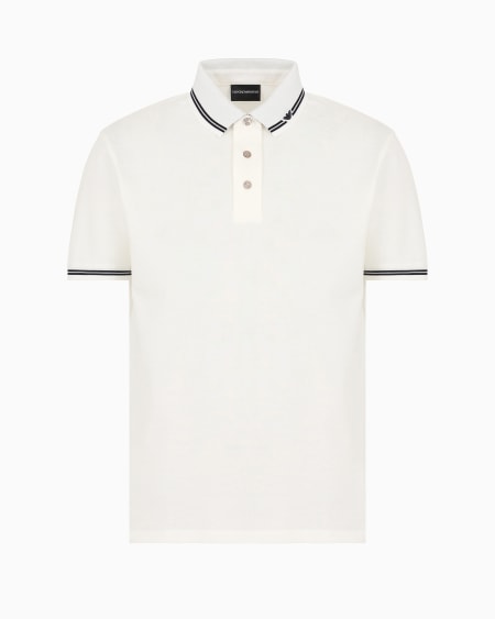 Armani Polo De Piqué Con Cuello Perfilado