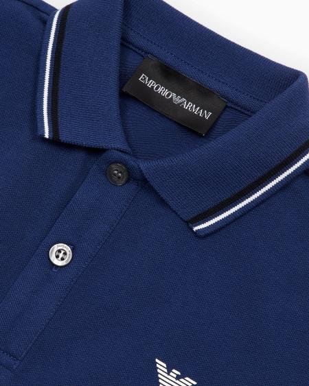 Armani Polo De Piqué Elástico Con Bordes A Rayas