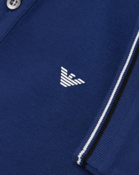 Armani Polo De Piqué Elástico Con Bordes A Rayas