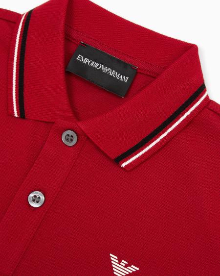 Armani Polo De Piqué Elástico Con Bordes A Rayas