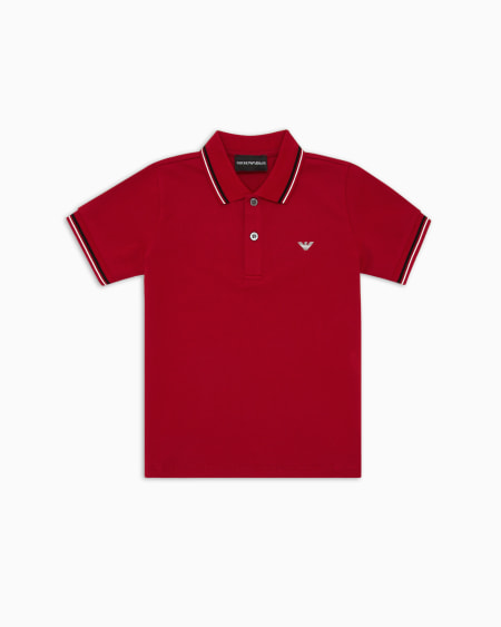 Armani Polo de piqué elástico con bordes a rayas