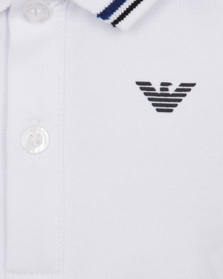 Armani Polo De Piqué Elástico Con Bordes A Rayas