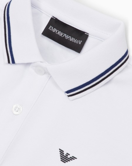 Armani Polo De Piqué Elástico Con Bordes A Rayas