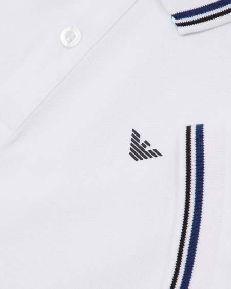 Armani Polo De Piqué Elástico Con Bordes A Rayas
