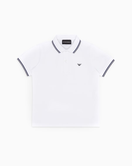 Armani Polo de piqué elástico con bordes a rayas