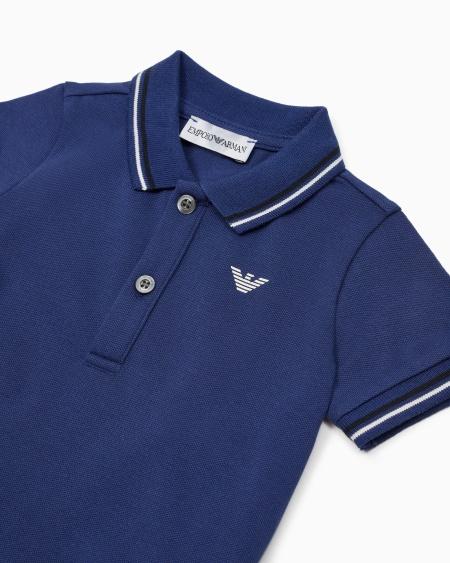 Armani Polo De Piqué Elástico Con Bordes A Rayas