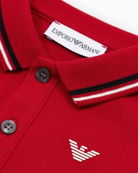 Armani Polo De Piqué Elástico Con Bordes A Rayas