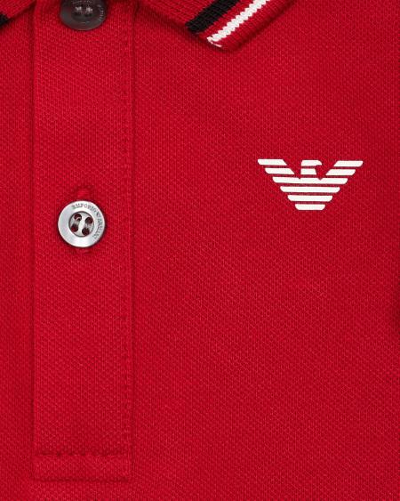 Armani Polo De Piqué Elástico Con Bordes A Rayas