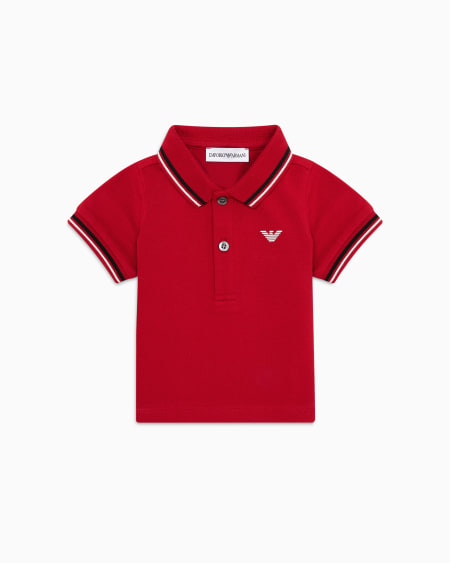 Armani Polo de piqué elástico con bordes a rayas