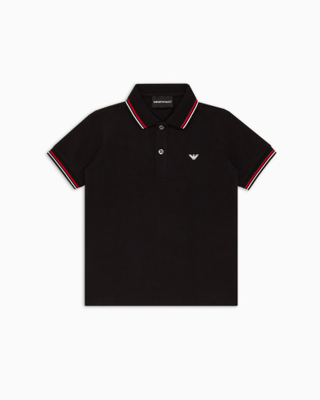 Armani Polo de piqué elástico con bordes a rayas