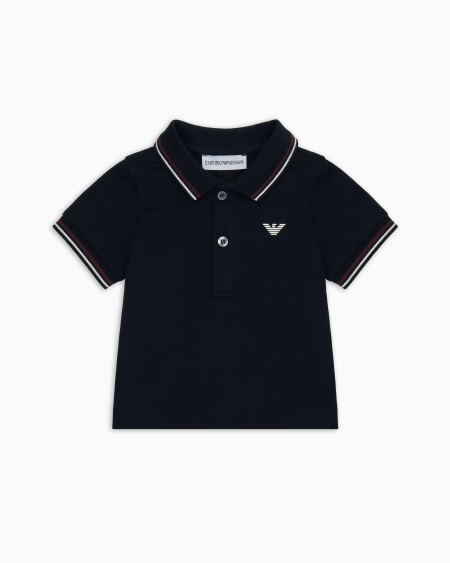 Armani Polo de piqué elástico con bordes a rayas