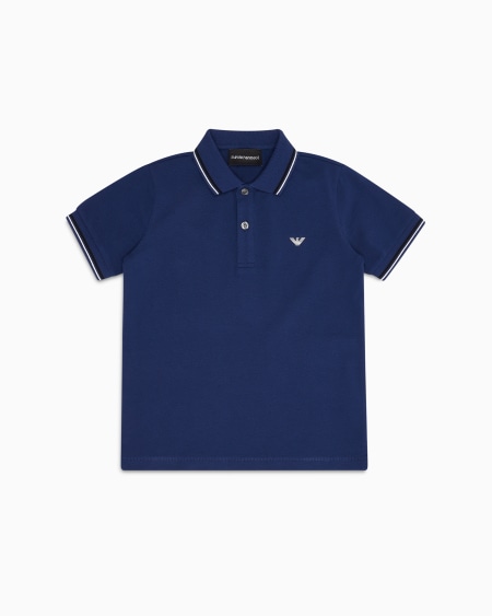 Armani Polo de piqué elástico con bordes a rayas