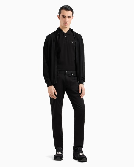 Armani Polo De Piqué Mercerizado Con Microáguila