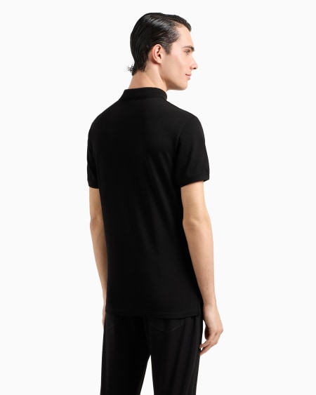 Armani Polo De Piqué Mercerizado Con Microáguila