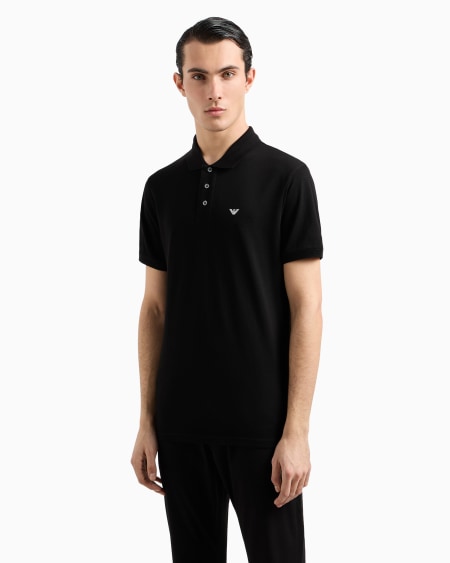 Armani Polo De Piqué Mercerizado Con Microáguila