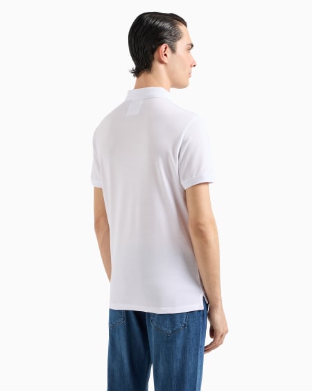 Armani Polo De Piqué Mercerizado Con Microáguila
