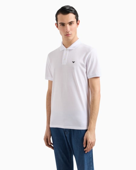 Armani Polo De Piqué Mercerizado Con Microáguila