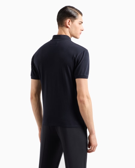 Armani Polo De Piqué Mercerizado Con Microáguila