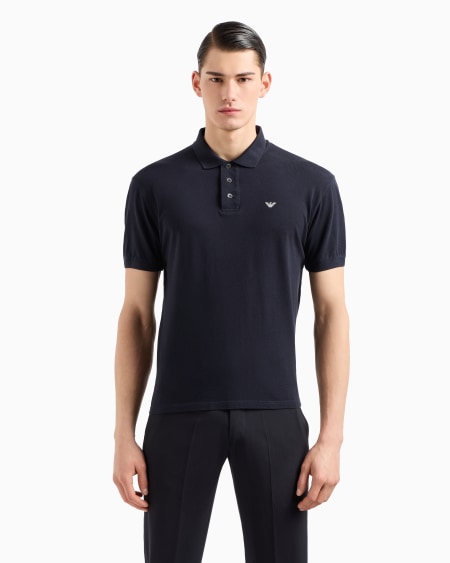 Armani Polo De Piqué Mercerizado Con Microáguila