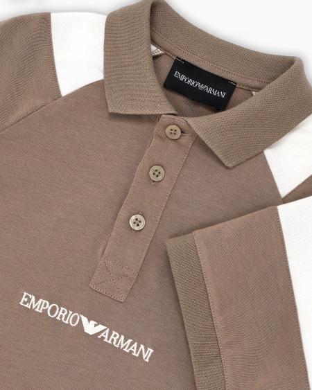 Armani Polo De Punto Con Detalle A Rayas