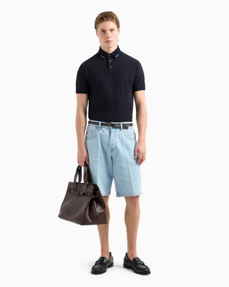 Armani Polo De Punto Con Logotipo En El Cuello