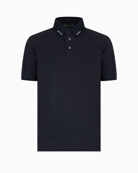 Armani Polo de punto con logotipo en el cuello