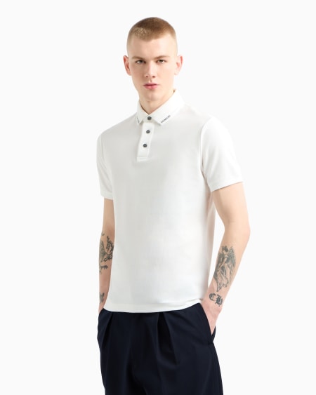 Armani Polo De Punto Con Logotipo En El Cuello