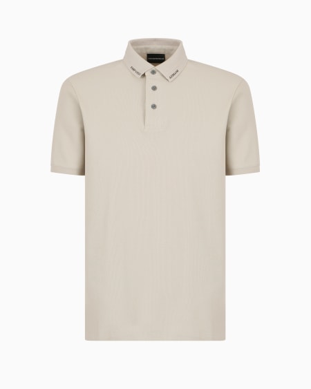 Armani Polo de punto con logotipo en el cuello