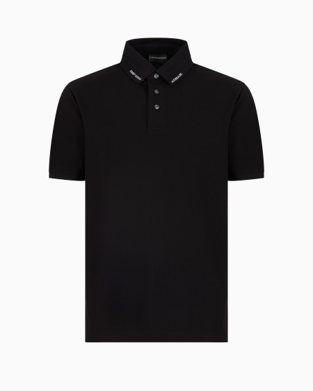 Armani Polo de punto con logotipo en el cuello
