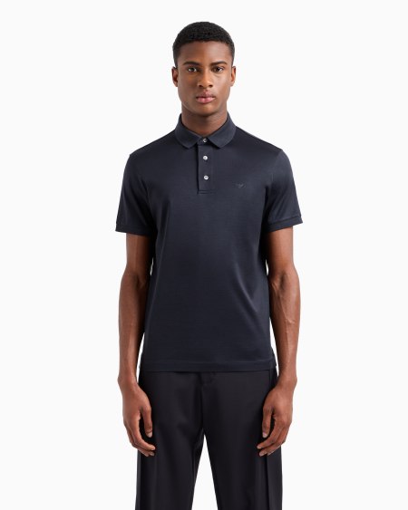 Armani Polo De Punto De Mezcla De Lyocell ASV