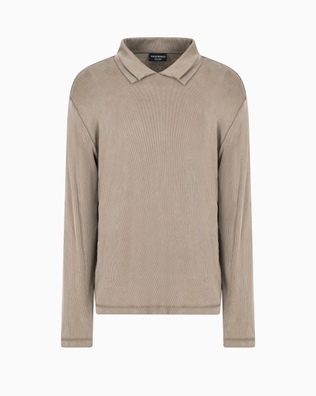 Armani Polo en lyocell elástico de canalé ASV Icon