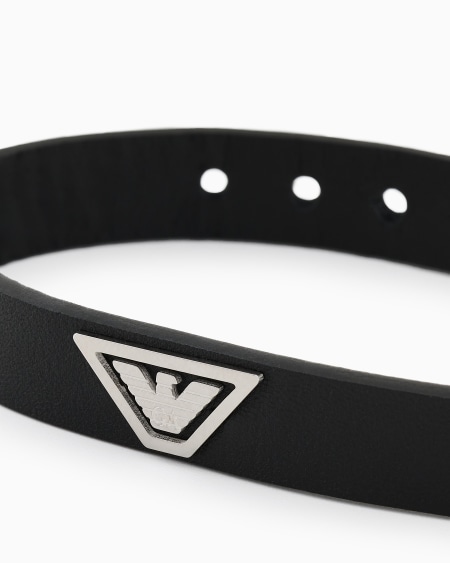 Armani Pulsera Con Correa De Piel Negra