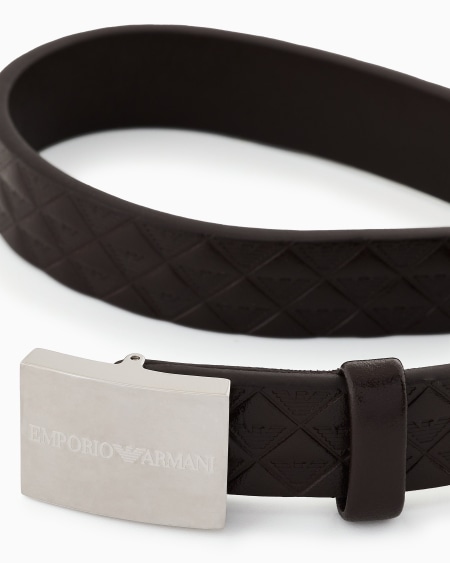 Armani Pulsera Con Correa De Piel Negra