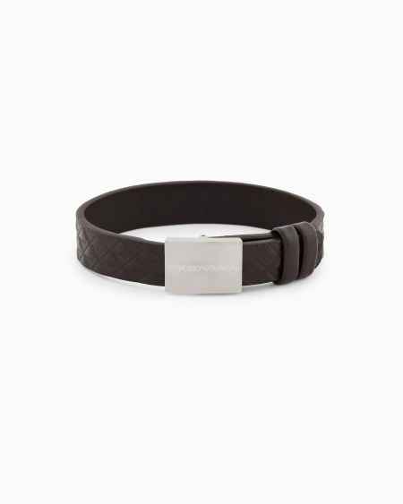 Armani Pulsera con correa de piel negra