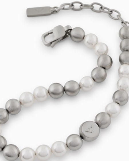 Armani Pulsera Con Cuentas De Vidrio Blanco