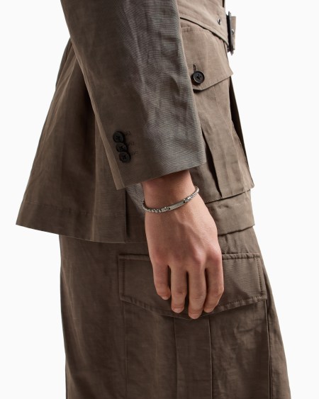 Armani Pulsera Con Placa De Acero Inoxidable