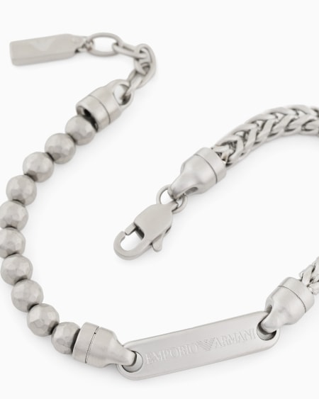 Armani Pulsera Con Placa De Acero Inoxidable