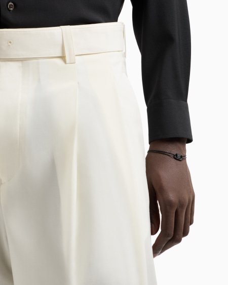 Armani Pulsera Con Placa Y Cristales Negros