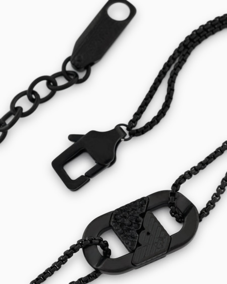 Armani Pulsera Con Placa Y Cristales Negros